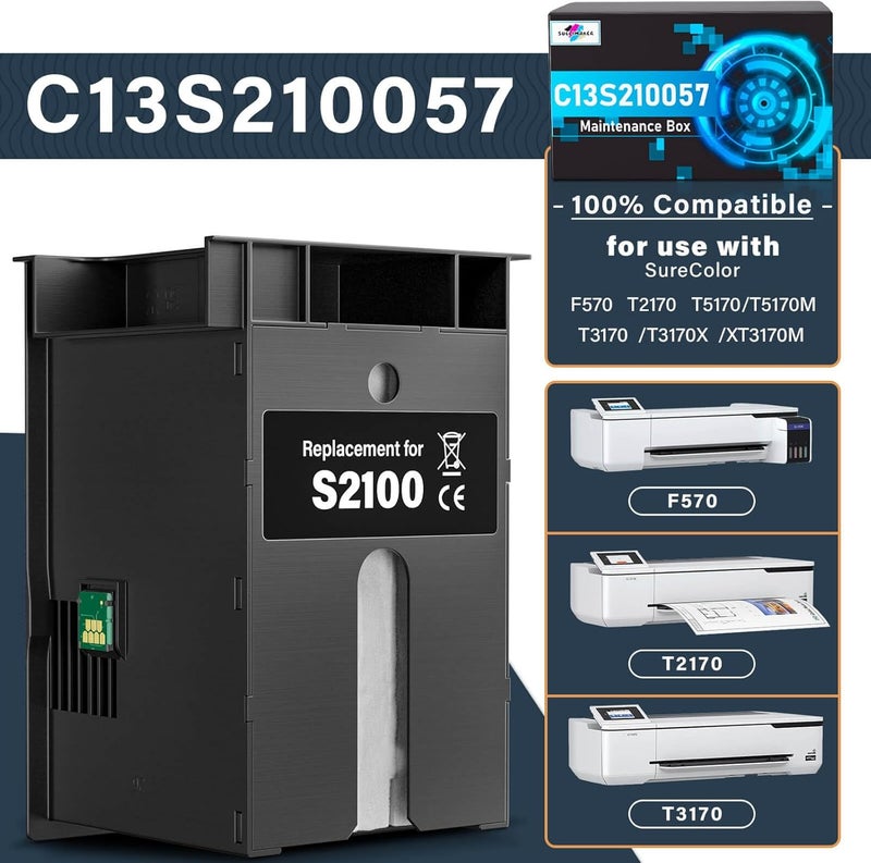 SUBLIMAKER F570 Maintenance Box (C13S210057/S2100/SC13MB) Compatible Replacement for Epson Surecolor SC-F570 SC-T3170 SC-T3170M SC-T3170X SC-T5170 SC-T5170M SC-T2170 Printers, F570 Ink Maintenance Box - Image 3